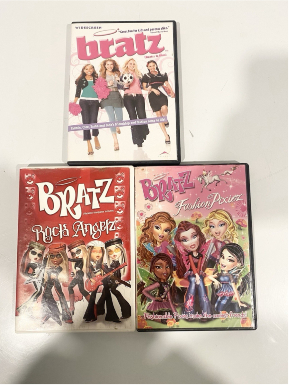 Bratz DVD Lot of 3 Rock Angelz Fashion Pixiez Live Action Movie Y2K MGA